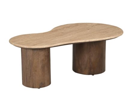 Salontafel Floreal 120x70cm - mango massief & travertijn - naturel