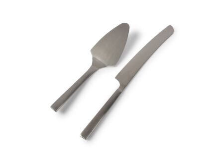 Taartschep & mes set zilver