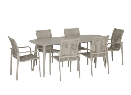 Tuinset Visconti 200x100cm met 6 tuinstoelen Giulia