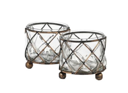 Windlicht John H10cm - metaal & glas - goud