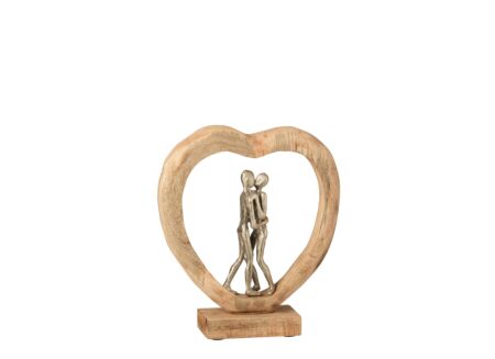 Figuur Koppel H35cm - mango massief & aluminium - naturel/zilver