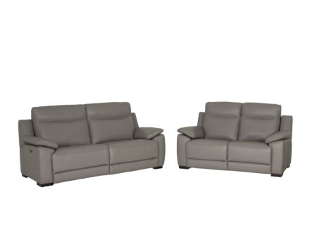 Zetel Curry 3+2-zit - leder - asgrijs met relax
