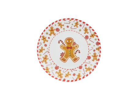 Kerstdecoratie Bord Gingerman Ø33cm - kunststof - multicolor