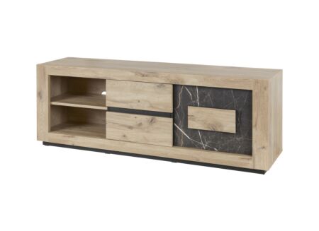 Tv-meubel Sacha 170cm - melamine - canyon oak & marble