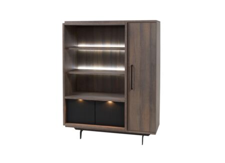 Vitrinekast Trentino 131cm - decor - gouden eik/mat zwart