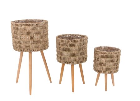 Plantenstandaard Reva set van 3 - zeegras - naturel