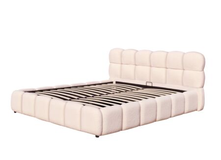 Gestoffeerd bed Journey 140x200cm - bouclé - roze met opbergruimte