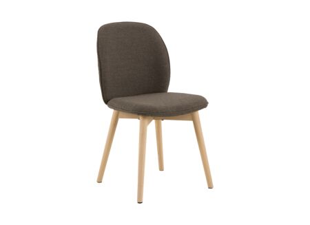 Stoel 47x49,5x89cm - stof - taupe/white oiled oak