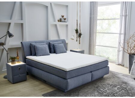 Boxspring Carla Max 160x200cm met opbergruimte stof micro blauw