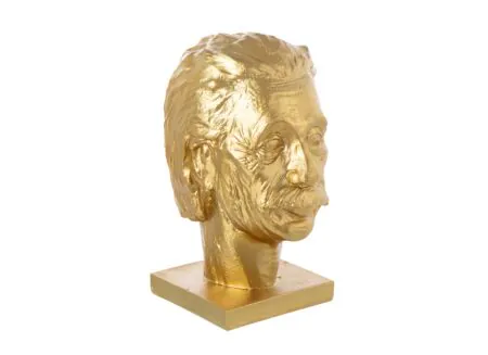 Beeldje Einstein 14 - Statuette Einstein 14,5x18x25,6cm - chaux - or