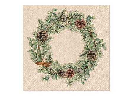 Serviette Christmas Garland 33x33cm - papier - multicolor - 20 stuks