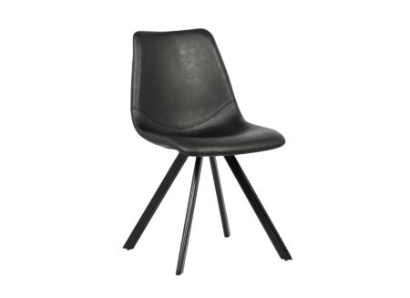 Stoel Frantz 47x57x83cm - lederlook - zwart