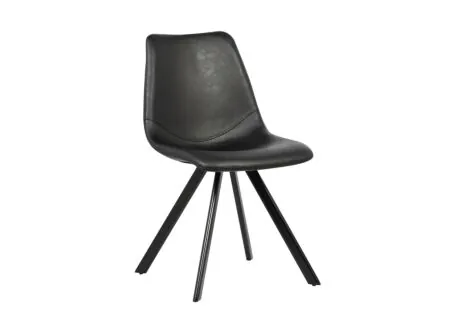 Stoel Frantz 47x57x83cm - lederlook - zwart