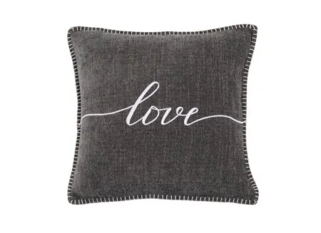 Coussin Damian Love 45x45cm gris foncé - Coussin Damian Love 45x45cm - tissu - gris foncé
