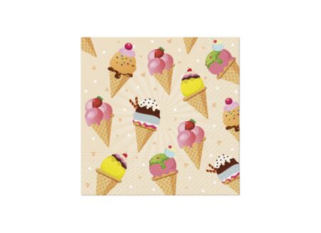Serviette Ice cream 33x33cm - papier - multicolor - 20 stuks