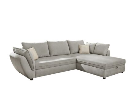 Hoeksalon Jerez 303x205cm - stof - grijs met bedfunctie en opbergruimte