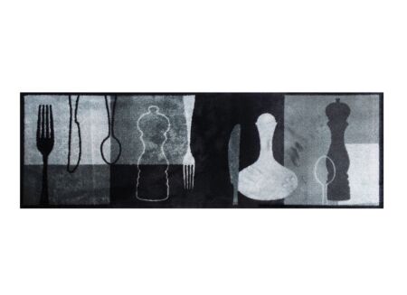Keukenloper Decosoft 150x50cm - stof - zwart/grijs