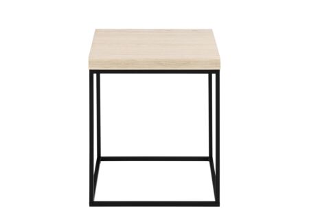 Salontafel 40x40x45cm - decor & staal - travertijn look & zwart