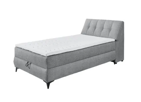 Lit box Atlantis 120x200cm avec rangement tissu gris - Lit box Atlantis 120x200cm - tissu - gris avec rangement