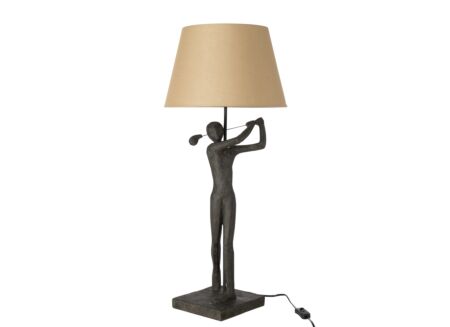 Tafellamp Golfer E27 H80cm - polyresine - zwart