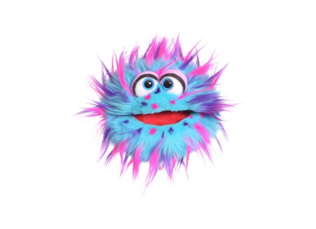 Handpop Plops H20cm - polyester - roze/lila