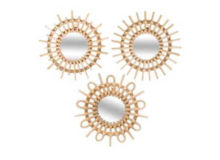 Spiegel Rotan Ø28cm set van 3