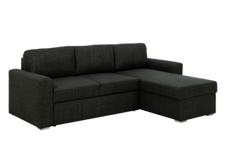 Hoeksalon Flemingsburg 226x165cm - stof - donkergrijs met bedfunctie en opbergruimte