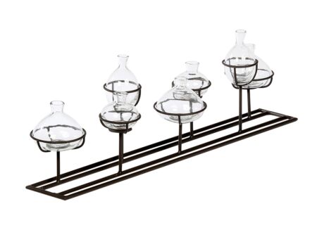Houder voor vaasjes 70cm - metaal & glas - zwart