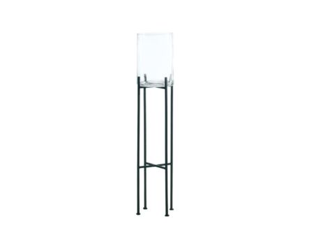 Theelichthouder Vincent H100cm - metaal & glas - zwart