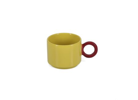 Mok Lou 28cl - stoneware - geel & bordeaux