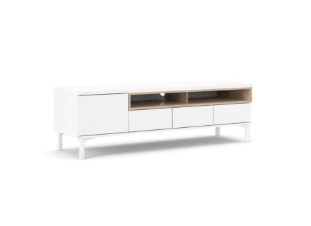 Tv-meubel Roomers 156cm - spaanplaat - witte eik