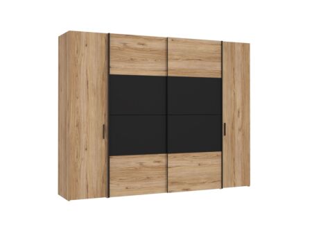 Kleerkast Dalate 270cm - decor - kastanje eik/mat zwart