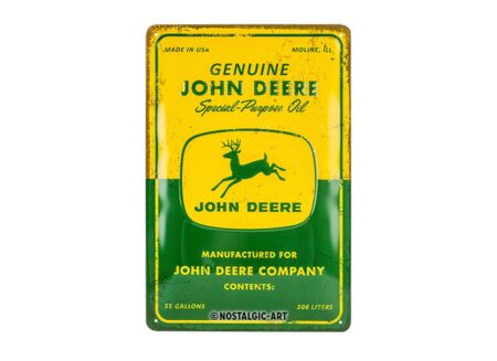 Plakkaat John Deere Special Purpose Oil 20x30cm - metaal - groen & geel