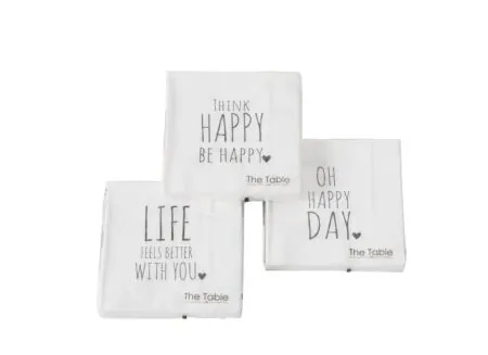 Serviette Homey 17x17cm noir blanc 20 pièces - Serviette Homey 17x17cm noir blanc 20 pièces