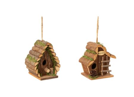 Vogelhuisje 17x12x17cm - dennenhout - bruin
