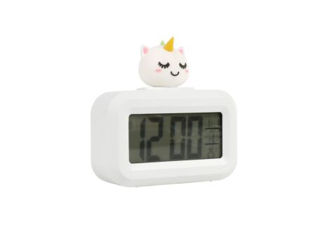 Wekker Unicorn 9x2,5x8cm - kunststof - wit