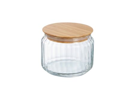 Voorraadpot Nova Jar 0,5L - glas & bamboe - transparant