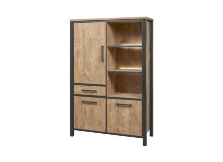 Barkast 126cm - decor - oranje teakhout/matzwart