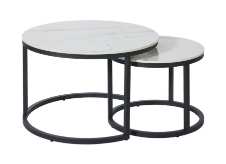 Salontafel rond wit set van 2