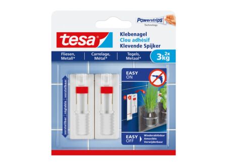 Verstelbare klevende spijker tesa 3kg, 2 stuks
