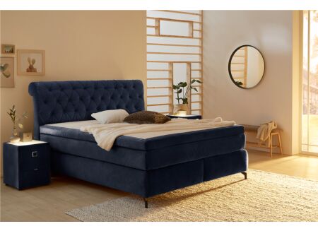 Boxspring Scarlett Normal 180x200cm stof blauw
