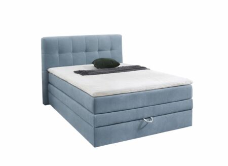 Boxspring Amy 140x200cm - stof - blauw met opbergruimte