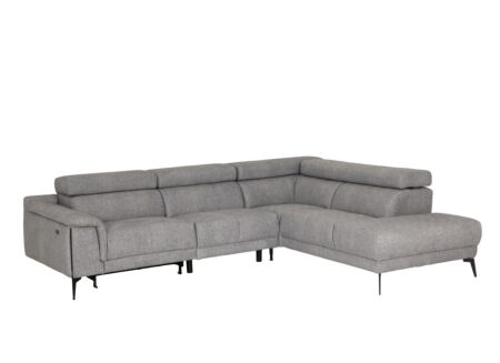 Hoeksalon Amira 290x228cm - stof - grijs met relax