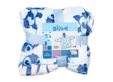 Poncho Stitch Kids one size 7-14 jaar - polyester - blauw