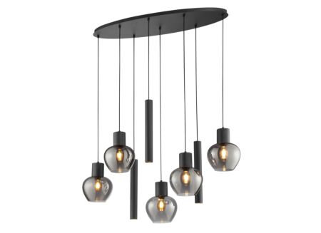 Hanglamp Nuvia 5x20W E27 & 3x10W GU10 - metaal - zwart