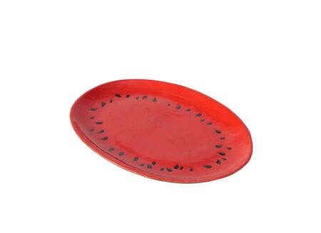 Dienblad Meloen 27,5x20cm - keramiek - rood