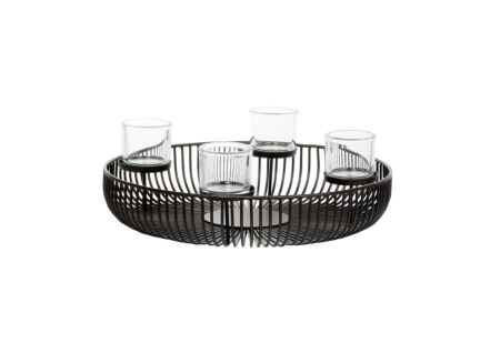 Kaarsenhouder Pino Ø50cm - metaal & glas - zwart