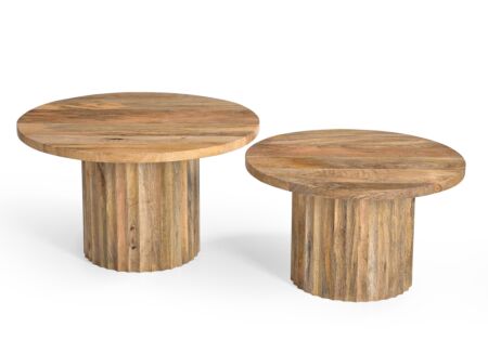 Salontafel Zephyra mango massief rond set van 2