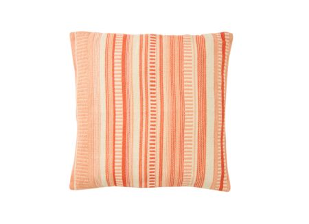 Kussen Gestreept katoen 60x60cm - stof - ecru/donkeroranje