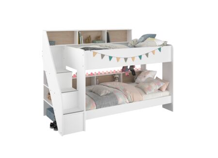 Stapelbed Bibliobed 90x200cm wit eik